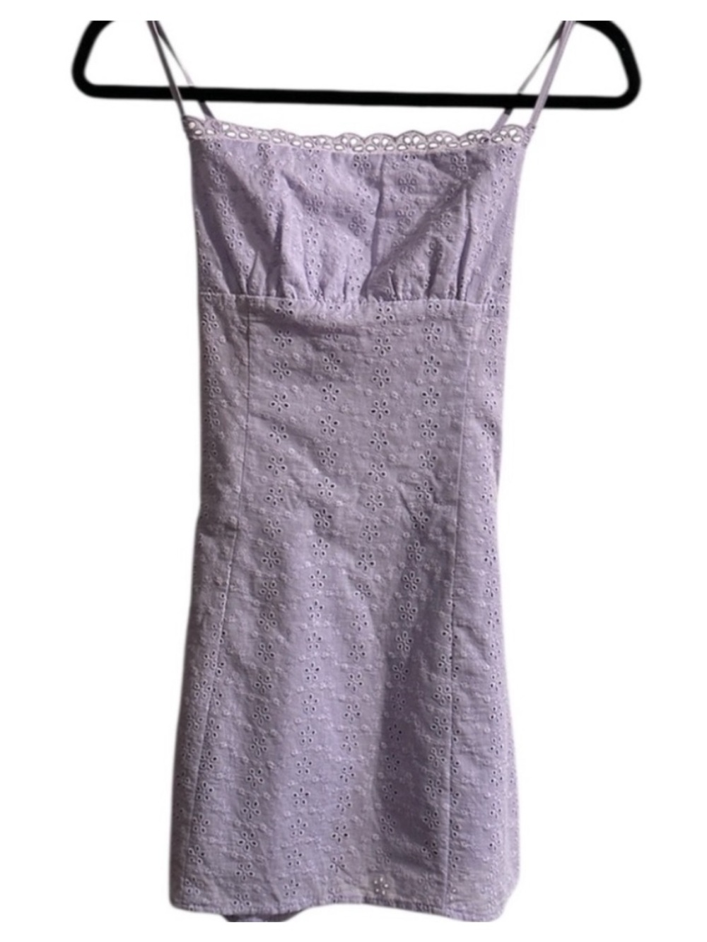 Princess Polly NEW Embroidered Lilac Eyelet Spaghetti Strap Mini Dress